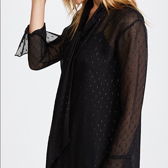 THEORY Black Metallic Silk Scarf Dress 4 - Picture 3 of 8